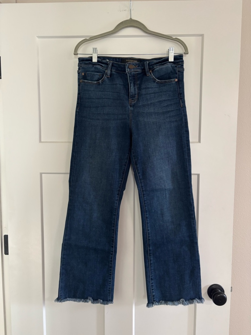 Liverpool Dark Blue Cropped flare Leg Jeans